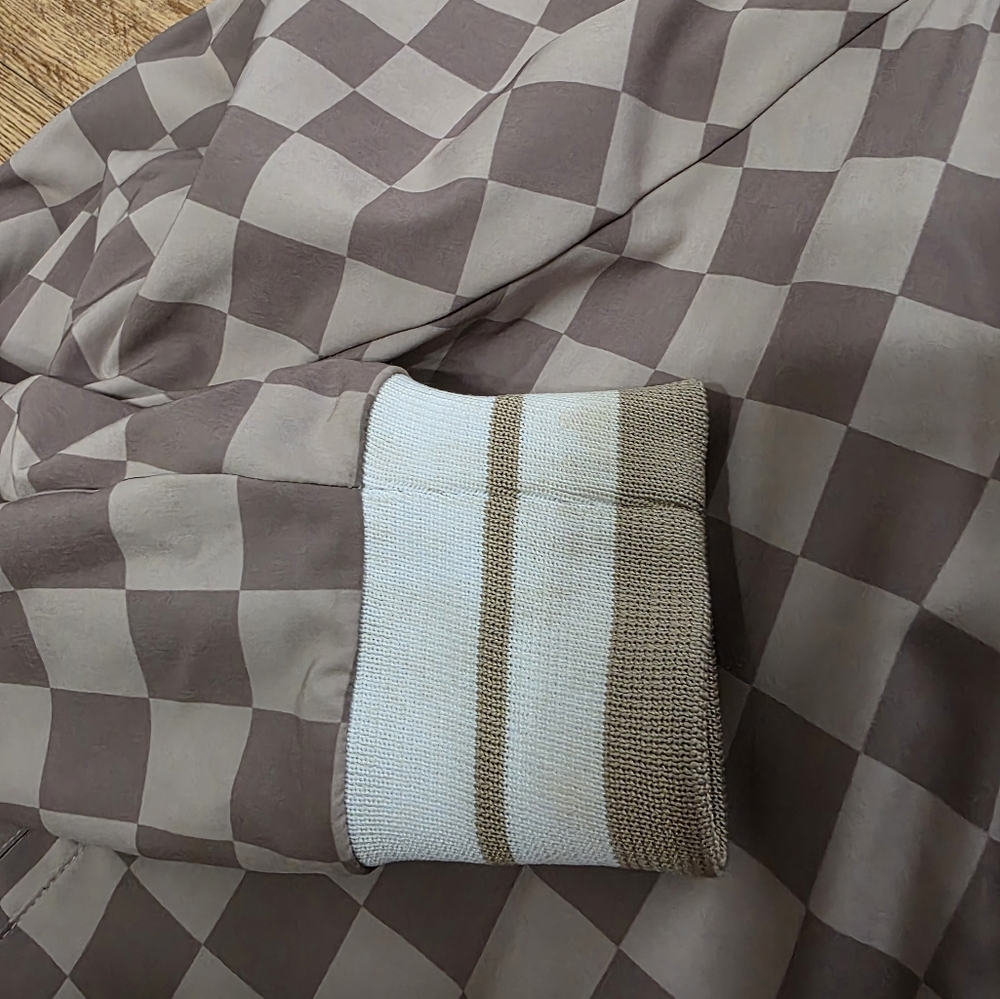 Albion Checkered Bomber Jacket Tan Medium - Picture 4 of 8